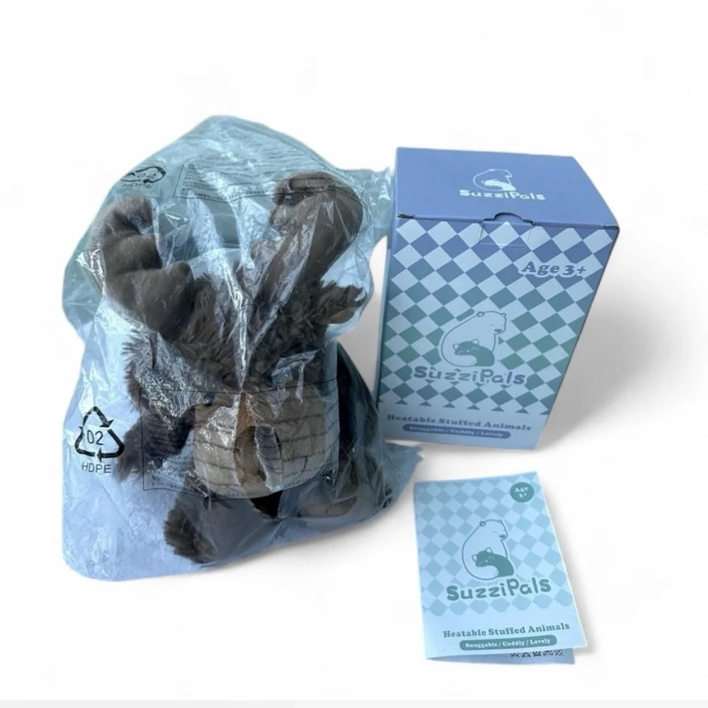 Suzzi Pals Microwaveable Heatable Stuffed Moose Animal Ages 3+ NWT